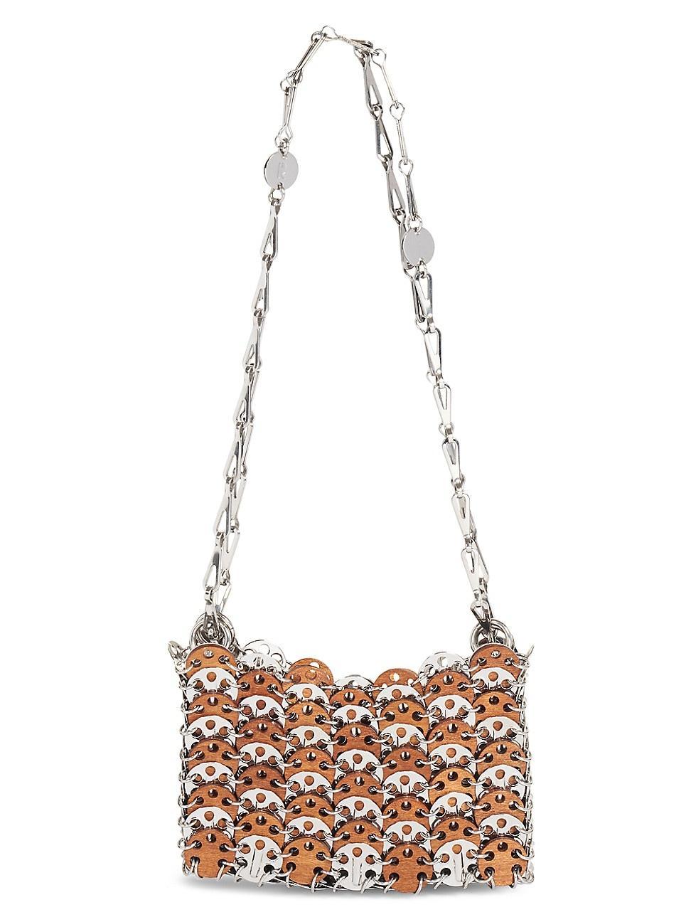 Womens Mesh & Wood Shoulder Bag Product Image