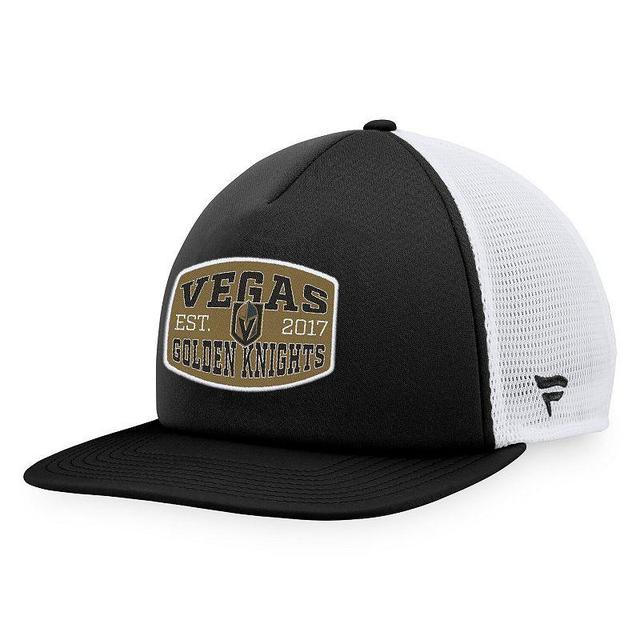 Mens Fanatics Branded Black/White Vegas Golden Knights Foam Front Patch Trucker Snapback Hat Product Image