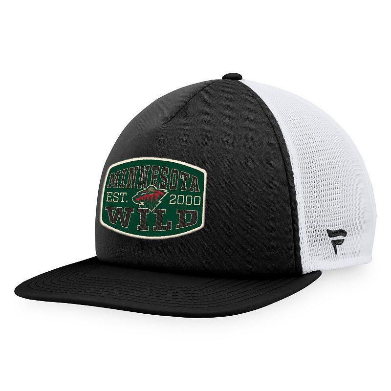 Mens Fanatics Branded /White Minnesota Wild Foam Front Patch Trucker Snapback Hat Product Image