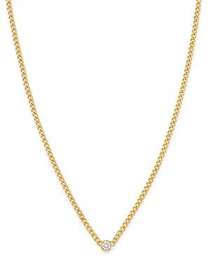 Zoe Chicco 14K Yellow Gold Bezel Diamonds Curb Chain Pendant Necklace, 14-16 Product Image