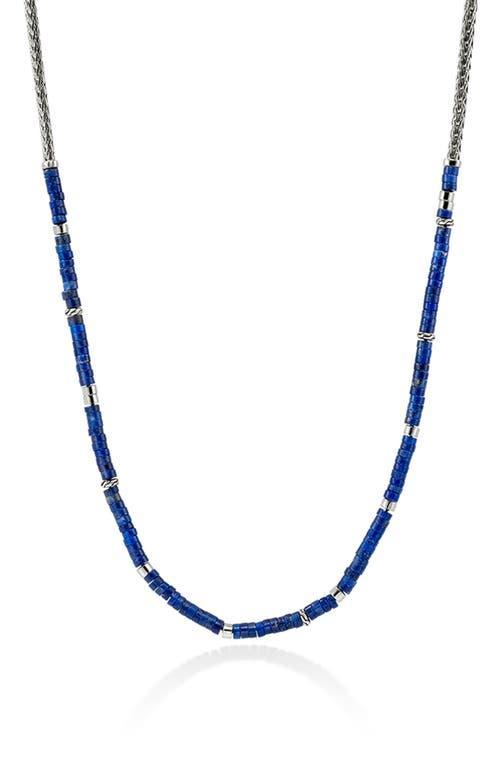 Mens Heishi Lapis Lazuli & Sterling Silver Beaded Necklace Product Image