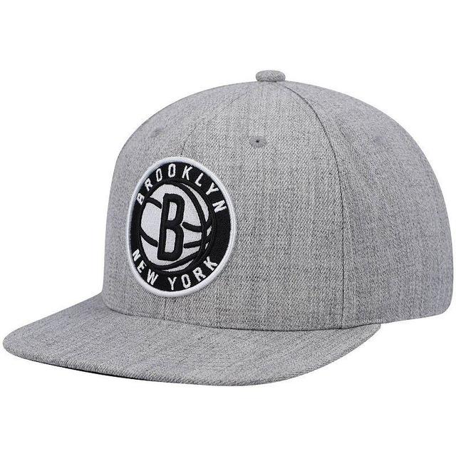 Mens Mitchell & Ness Heathered Gray Brooklyn Nets 2.0 Snapback Hat Product Image