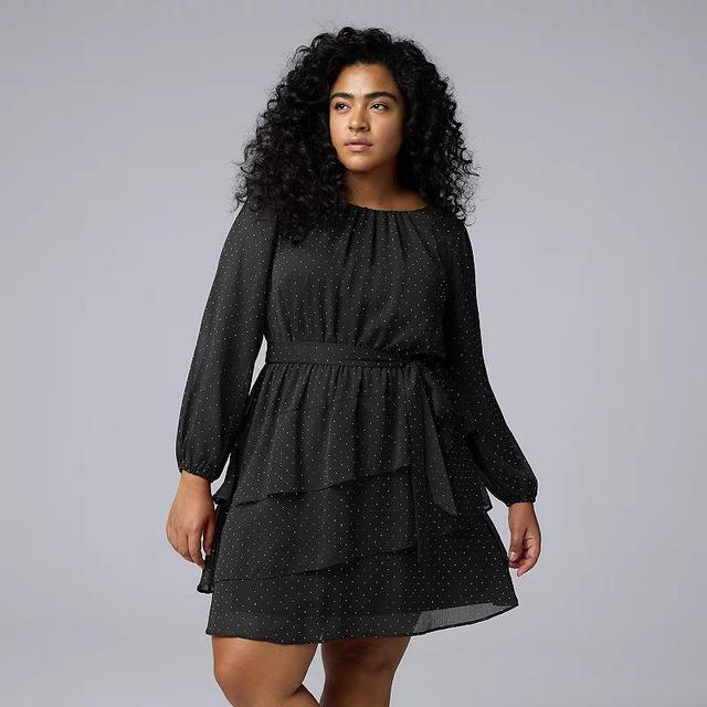 Plus Size Simply Vera Vera Wang Short Holiday Dress, Womens Product Image