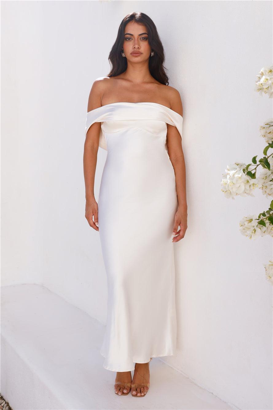 Precious Pearl Satin Maxi Dress Champagne Product Image