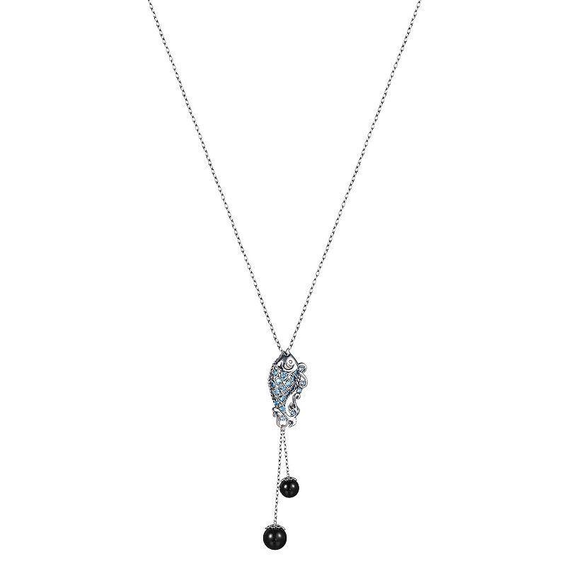 Dynasty Jade Rhodium-Plated Sterling Silver Blue Topaz & Jade Bead Y-Necklace, Womens Product Image