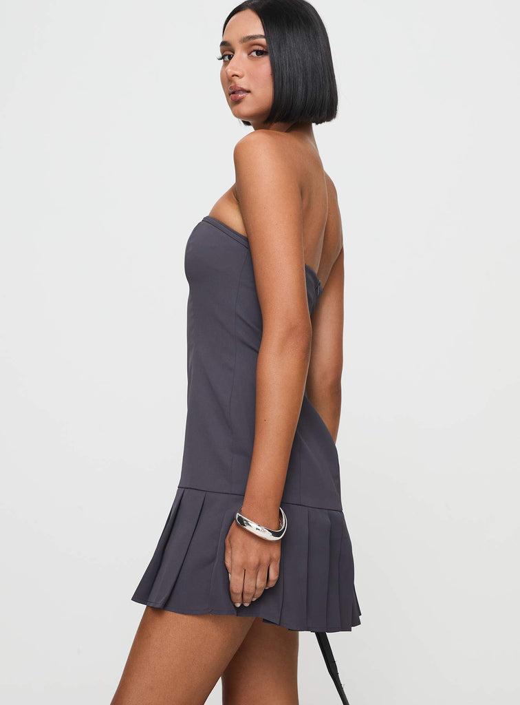 Twin Flame Strapless Mini Dress Slate Grey Product Image