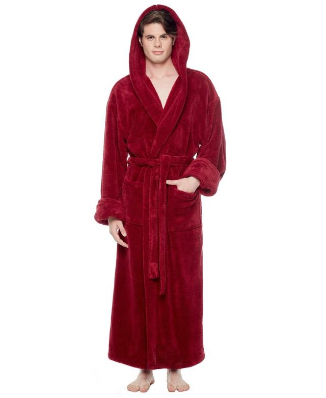 Arus Mens Soft Fleece Robe, Ankle Length Hooded Turkish Bathrobe Product Image