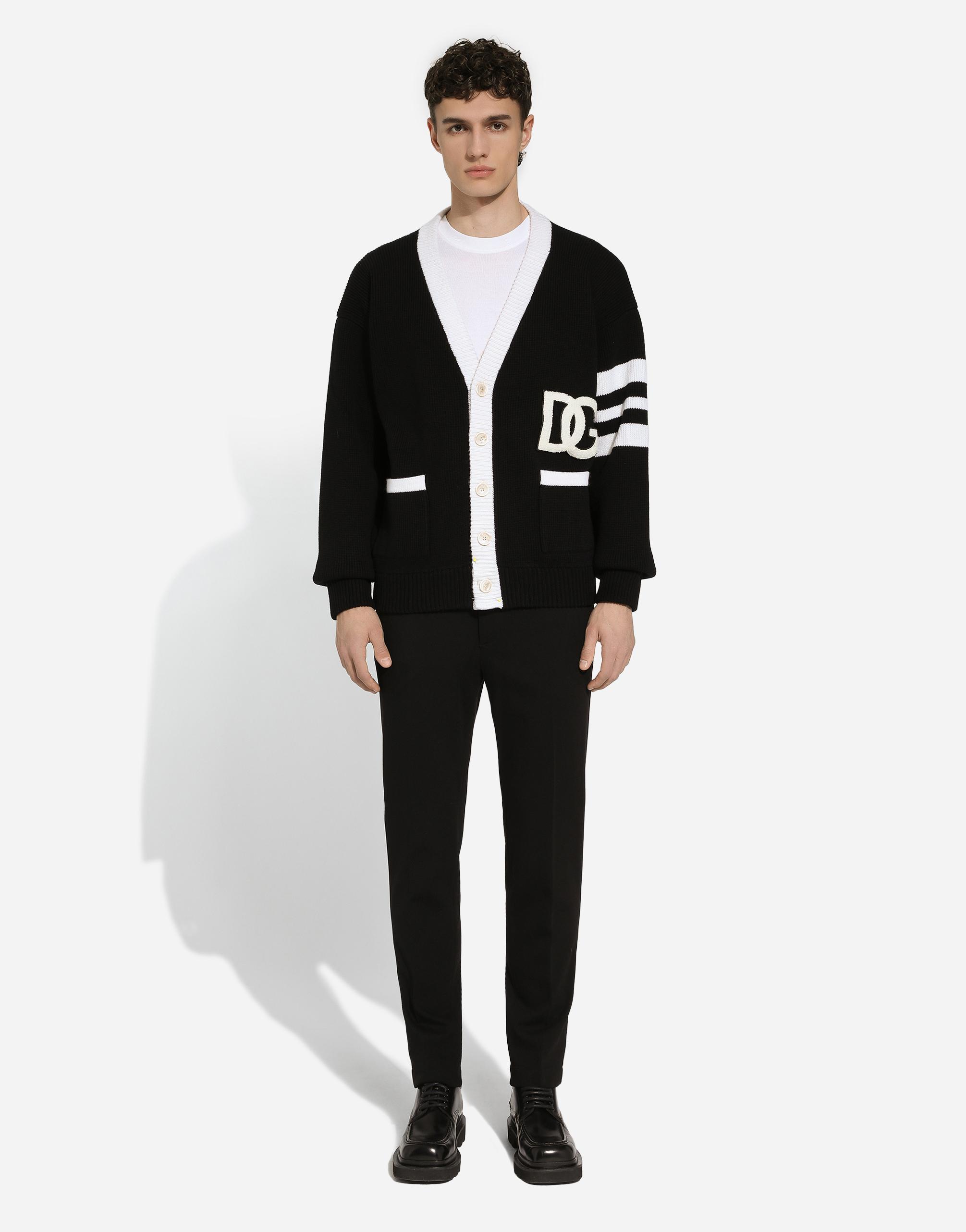 Dg Logo Virgin Wool Cardigan In Black Product Image