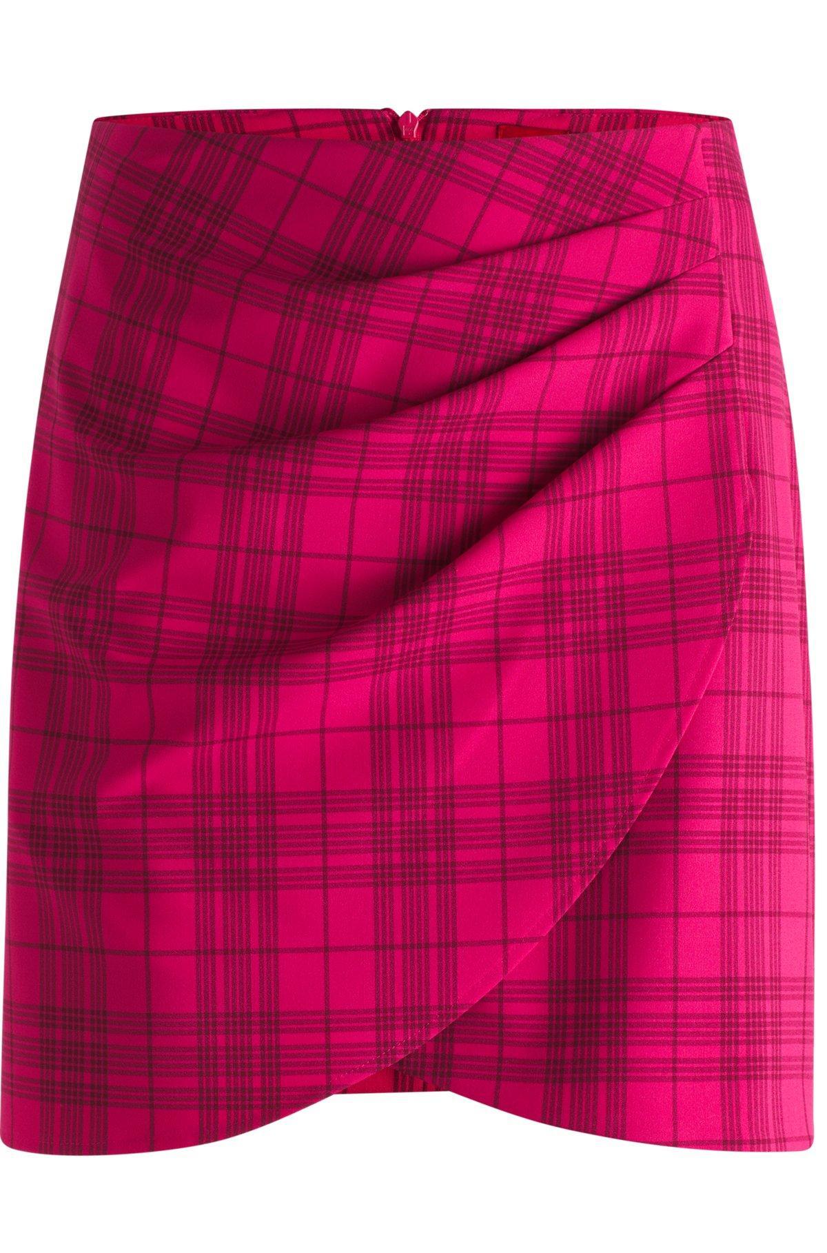 Wrap-front mini skirt in checked stretch material Product Image