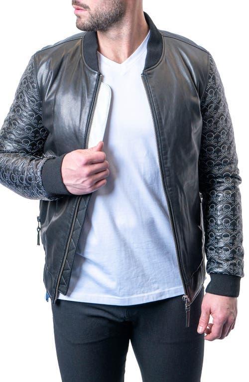 Mens Leather Sleeve Mini Skull Jacket Product Image