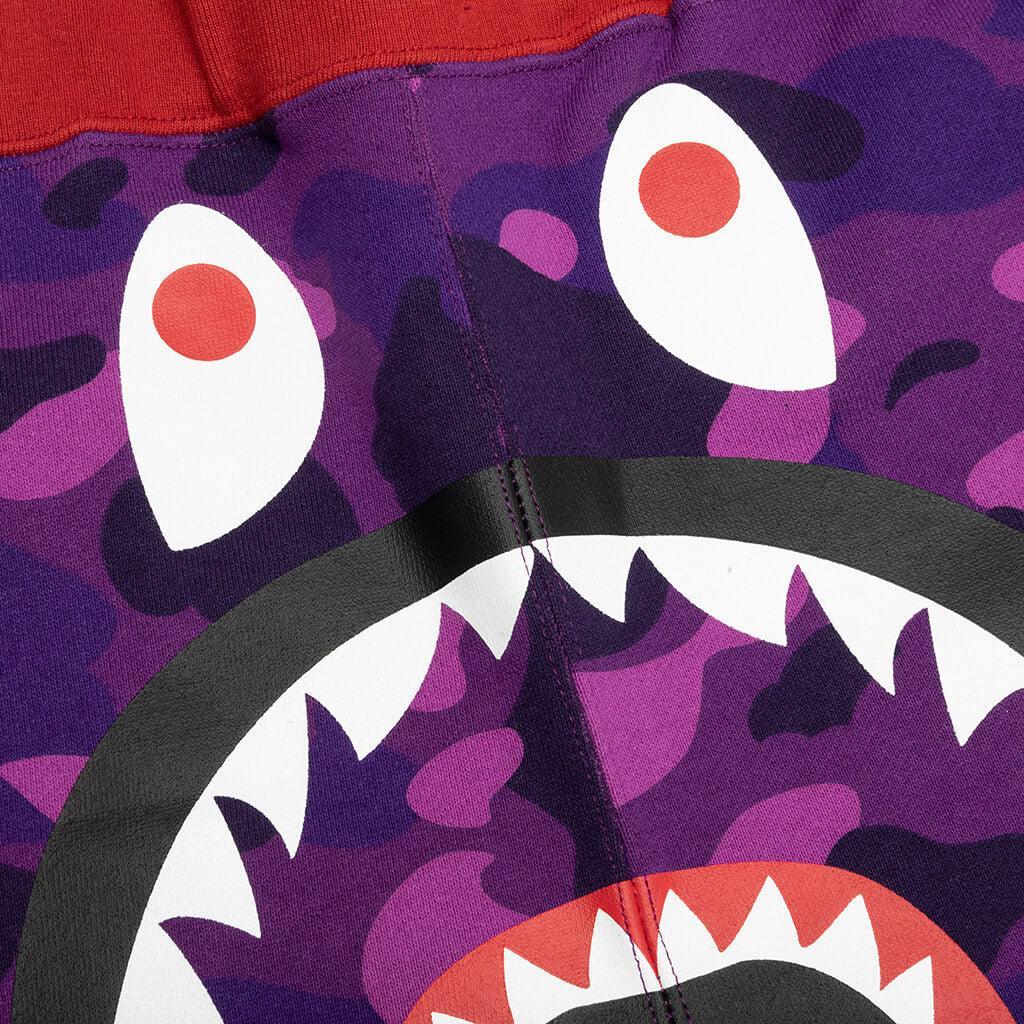 Crazy Camo Shark Sweat Shorts - Purple Male Product Image