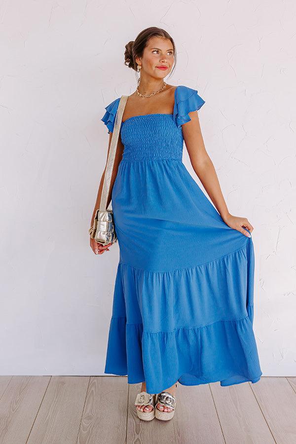 Seaside Chic Smocked Maxi In Ocean Blue Product Image