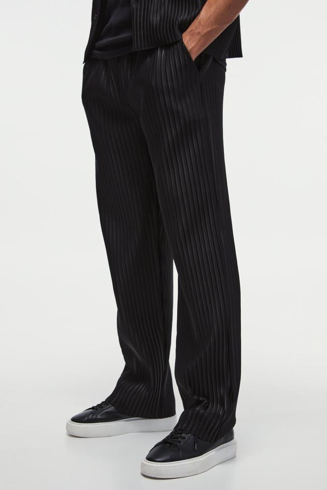 Straight Leg Pleated Elasticated Waist Pants | boohooMAN USA Product Image