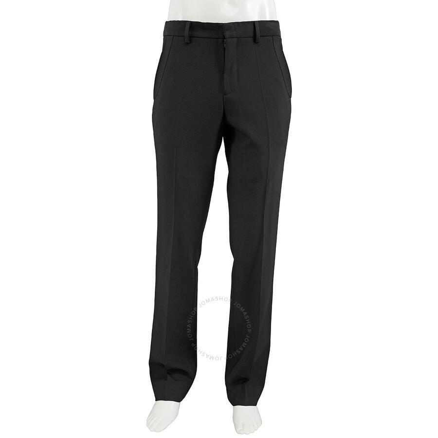 Black Wool Twill Stripe Detail Tailored Trousers Product Image