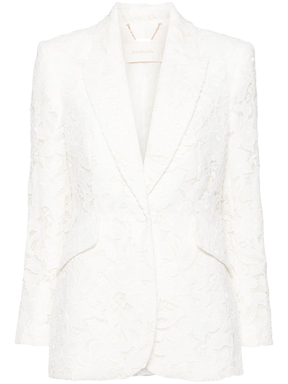 Natura Lace-detail Blazer In White Product Image