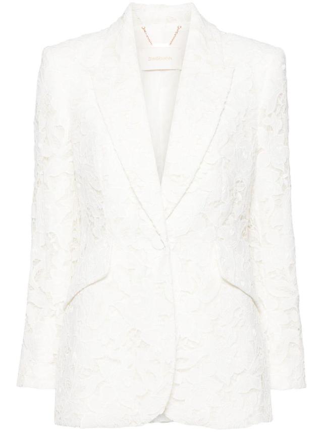 Natura Lace-detail Blazer In White Product Image