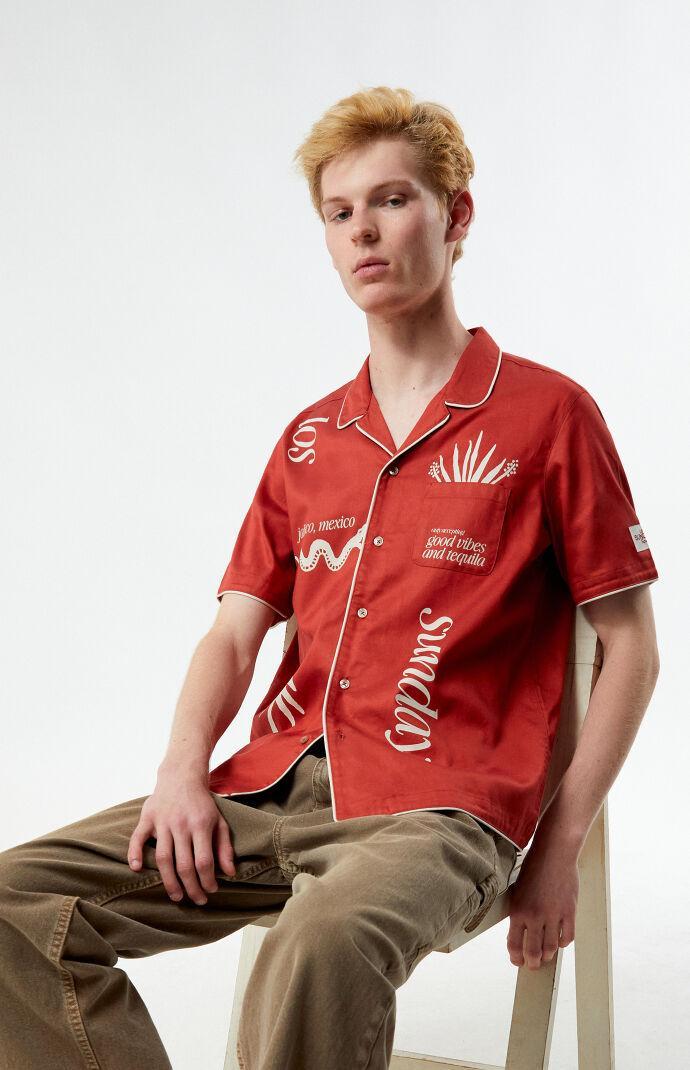 Los Sundays Men's Good Vibes Woven Camp Shirt Product Image