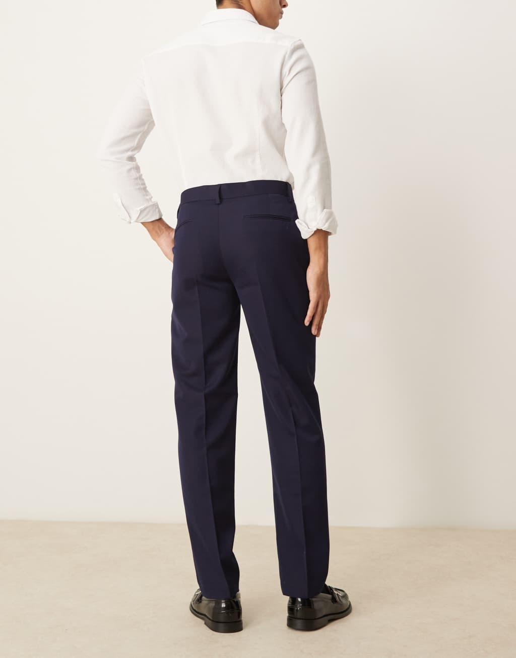 ASOS DESIGN slim fit pants in navy Product Image