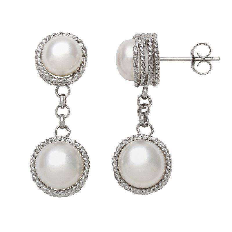 Sterling Silver Freshwater Cultured Pearl Drop Earrings, Womens, White Product Image