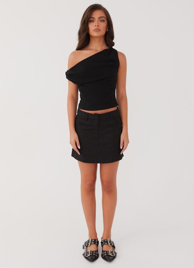 Marissa Linen Mini Skirt - Black Product Image