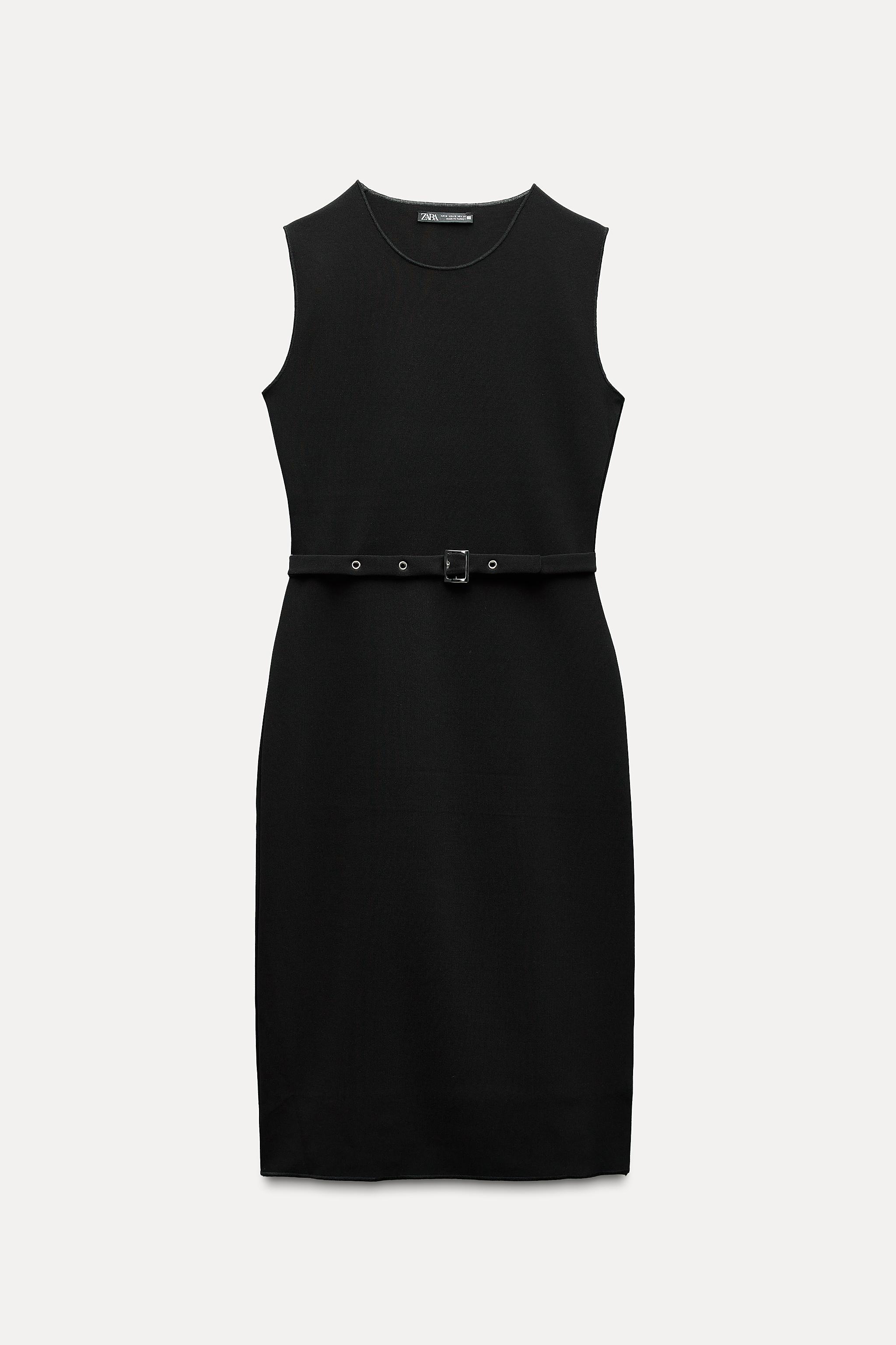 STRETCH CONTOURING BELTED DRESS Product Image