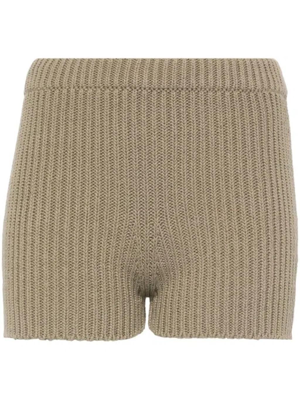 MAX MARA Cotton Knitted Shorts In Brown Product Image