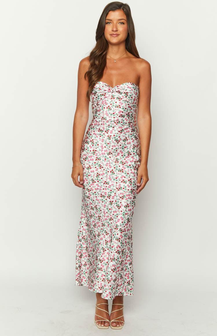 Abbie White Floral Maxi Formal Dress Product Image