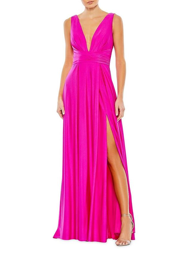 Ieena for Mac Duggal V-Neck Sleeveless Gown Product Image