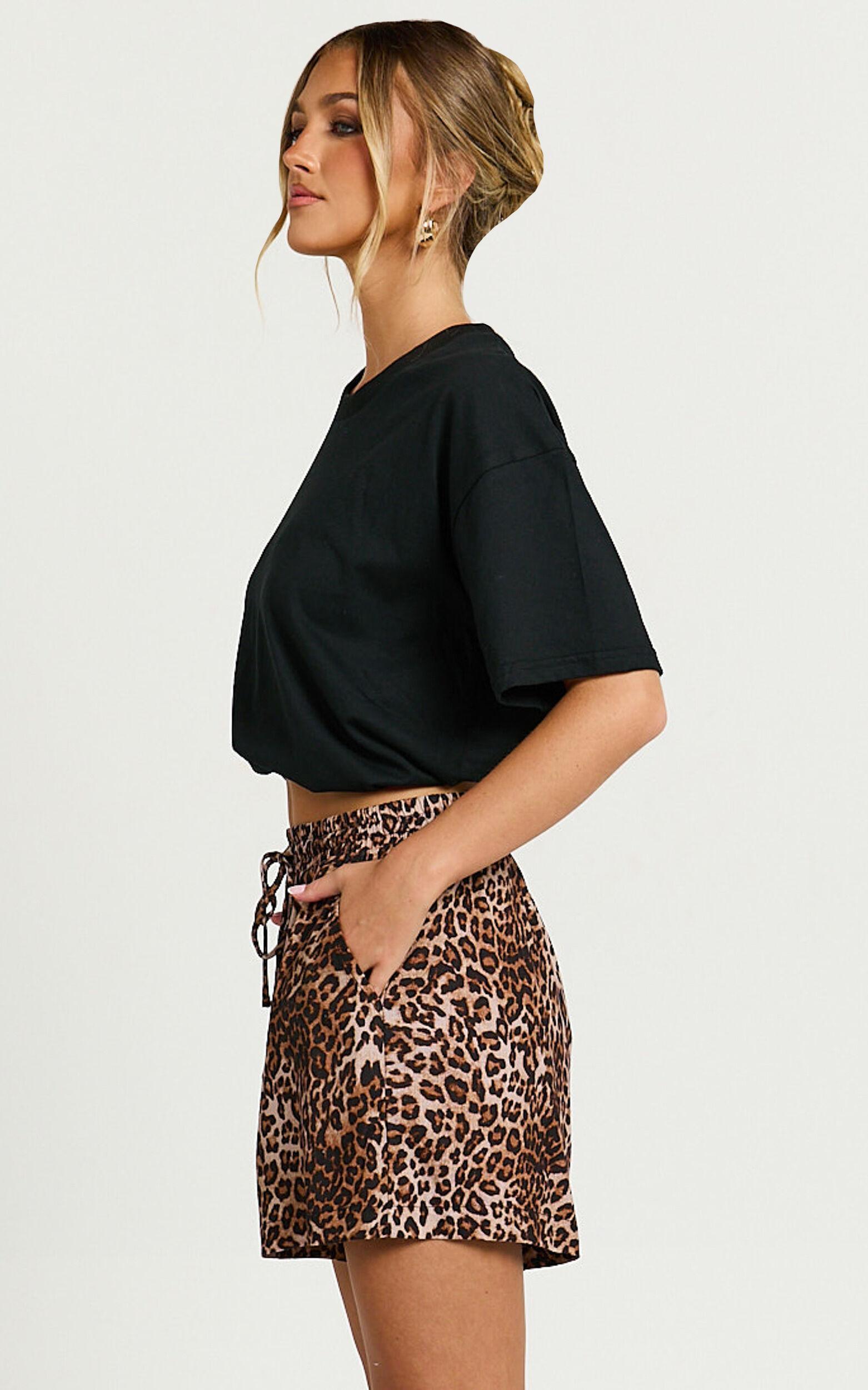 Lopez Shorts - High Waisted Shorts in Tonal Leopard Print Product Image