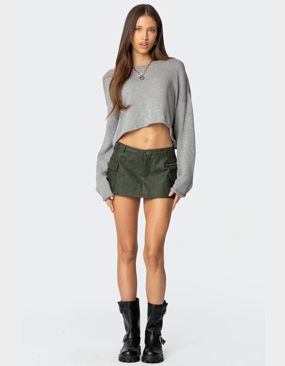 EDIKTED Faux Leather Cargo Micro Skort Product Image