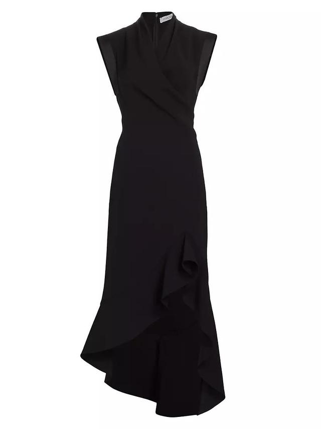 Ruffled Stretch Crepe High-Low Dress Product Image