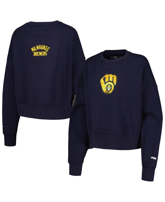 Womens Pro Standard Navy Milwaukee Brewers Painted Sky Pullover Sweatshirt Product Image