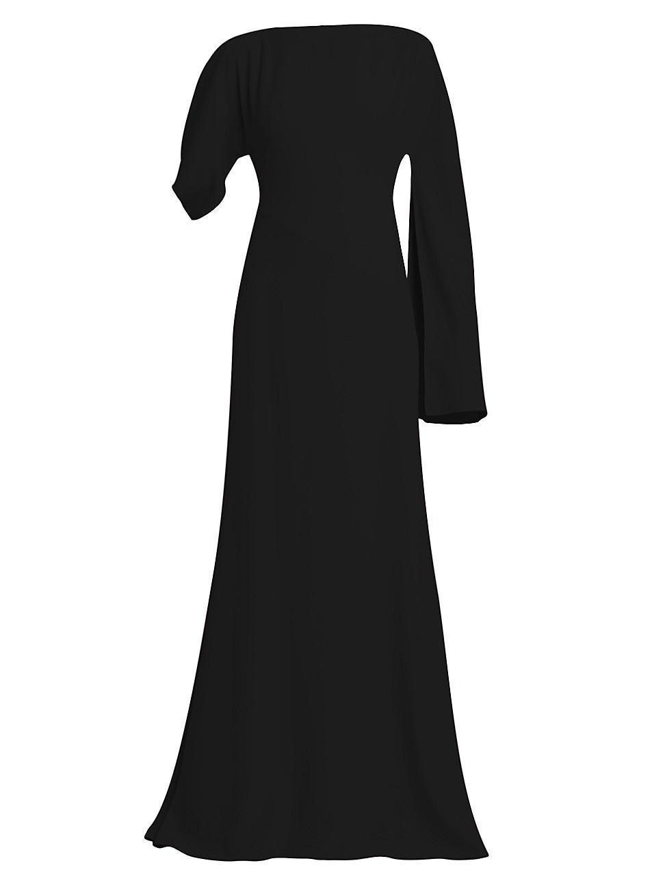 Womens Crepe Asymmetric Cape-Sleeve Gown Product Image