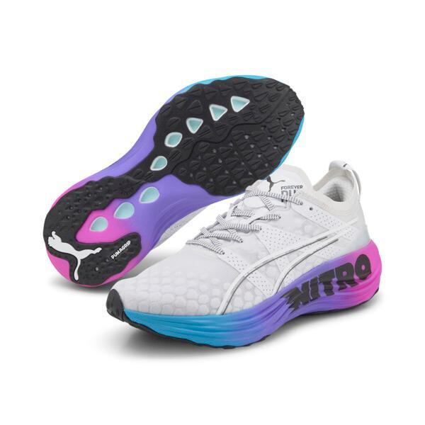 PUMA ForeverRun NITROâ¢ SUNSET Men's Running Shoes in White/Luminous Blue/Electric Orchid Product Image