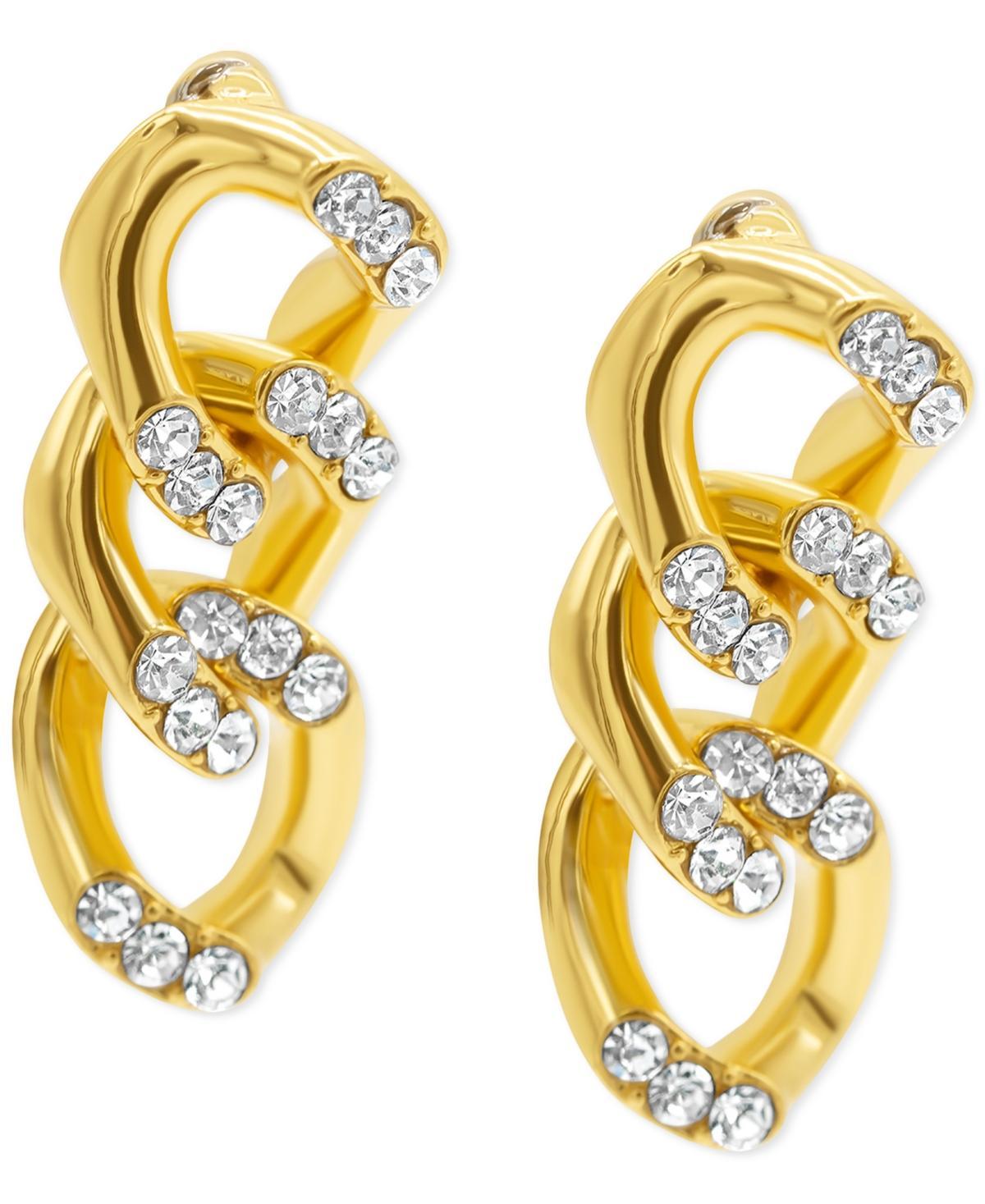 Adornia Rhodium-Plated Pave Curb Chain Drop Earrings Product Image