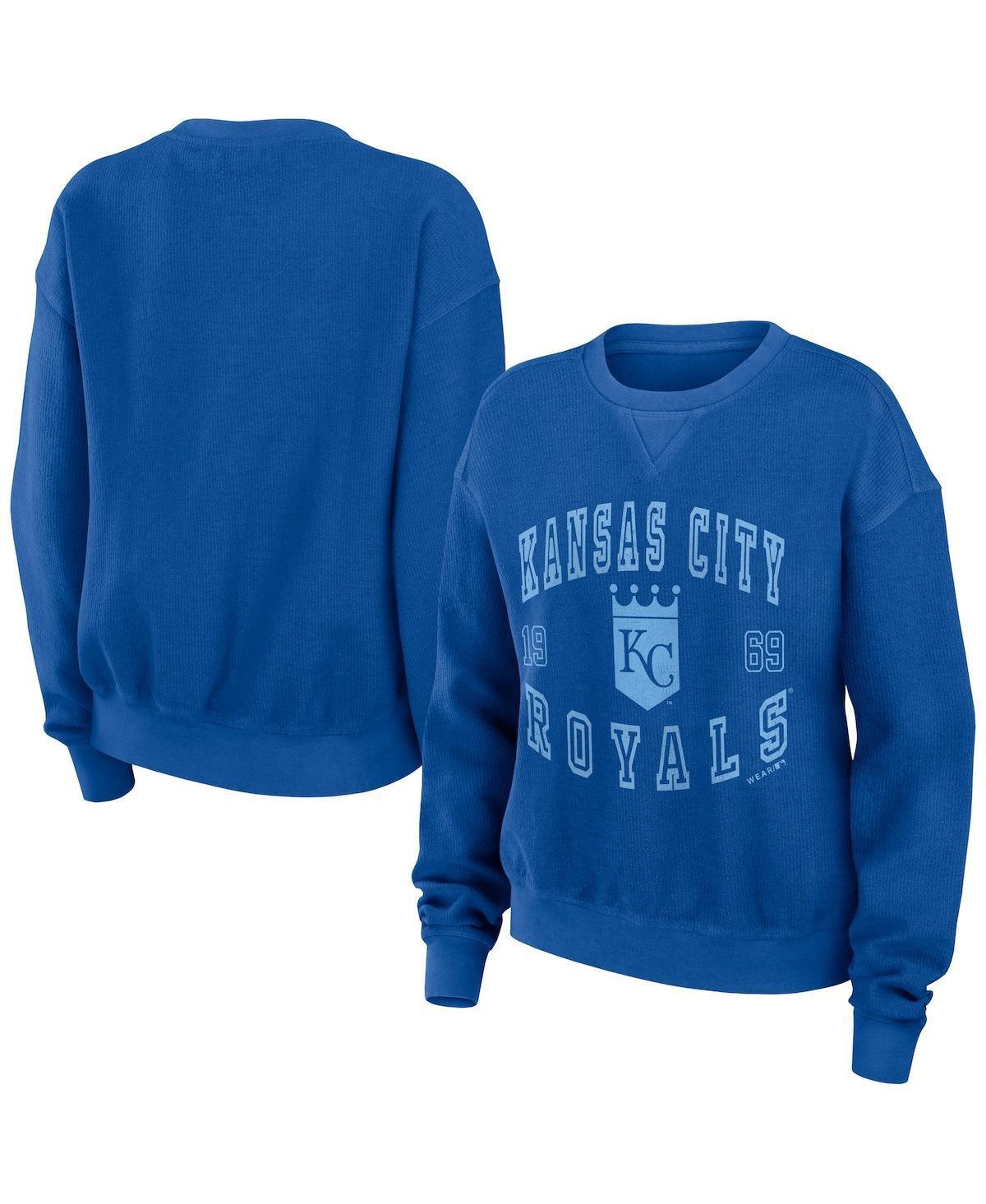 Womens WEAR by Erin Andrews Royal Kansas City Royals Vintage Cord Pullover Sweatshirt Product Image