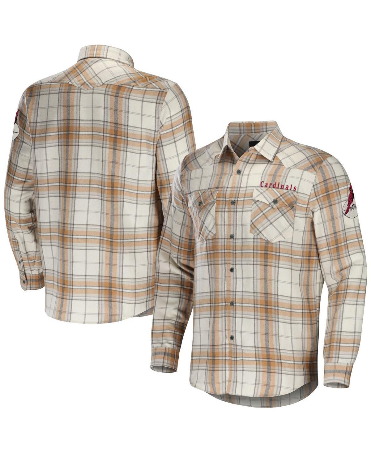 Mens NFL x Darius Rucker Collection by Fanatics Tan New York Giants Flannel Long Sleeve Button-Up Shirt Product Image