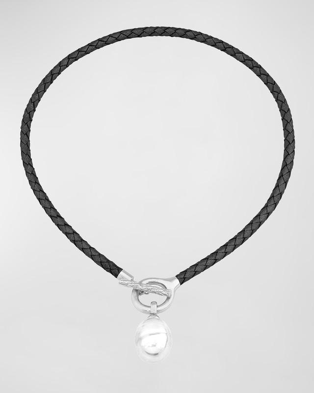 Womens Isla Rhodium-Plate, Faux Pearl & Leather Choker Product Image