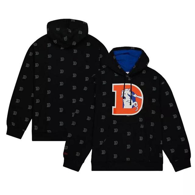 Mens Mitchell & Ness Denver Broncos Allover Print Fleece Pullover Hoodie Product Image