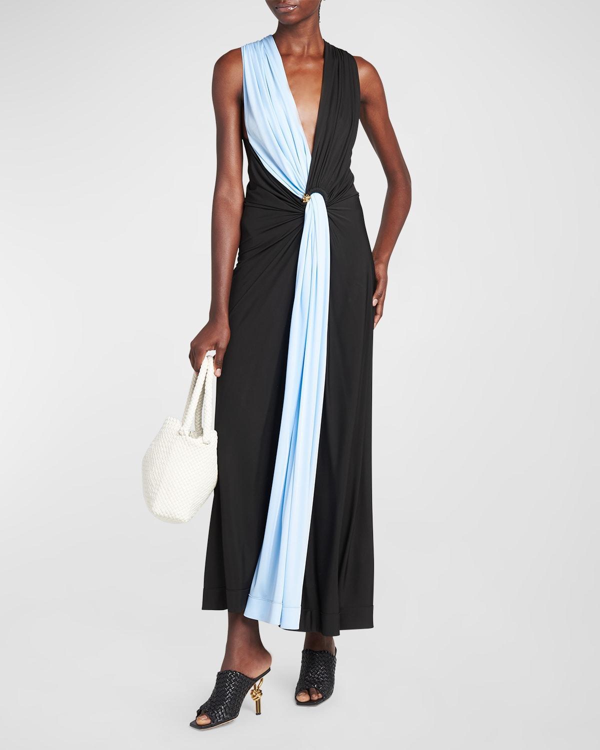 Lightweight Contrast Draped Jersey Dress Product Image