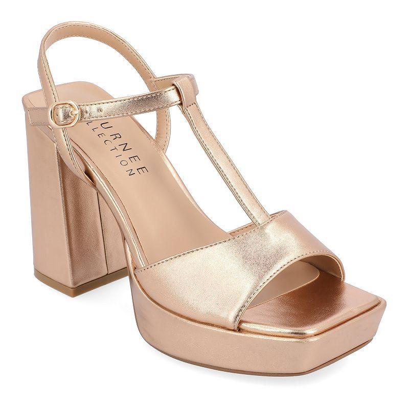 Journee Collection Parson Womens Block Heel Sandals Pink Product Image