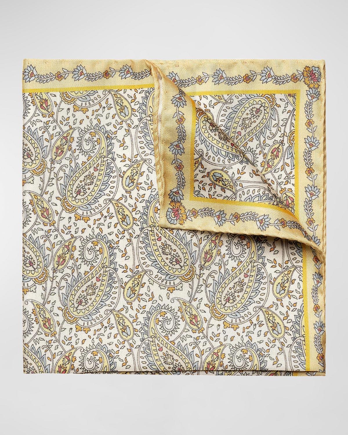 Mens Paisley-Print Tussah Silk Pocket Square Product Image