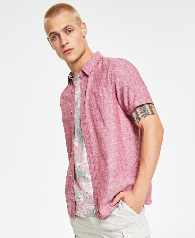 Sun + Stone Mens Blake Linen Chambray Short Sleeve Button-Front Shirt, Created for Macys Product Image