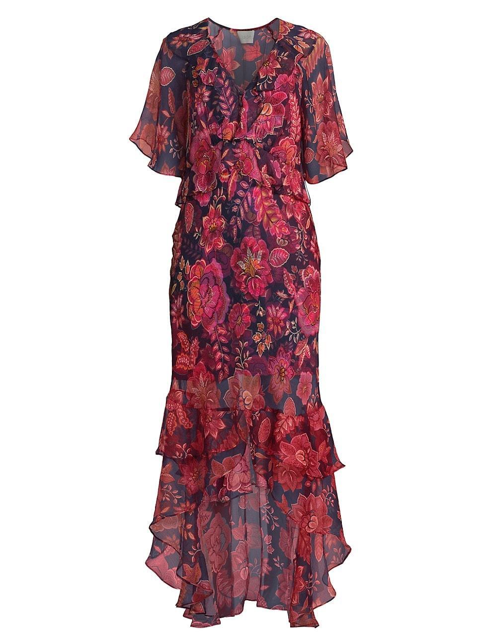 Womens Luxee Floral Silk Maxi Dress product image