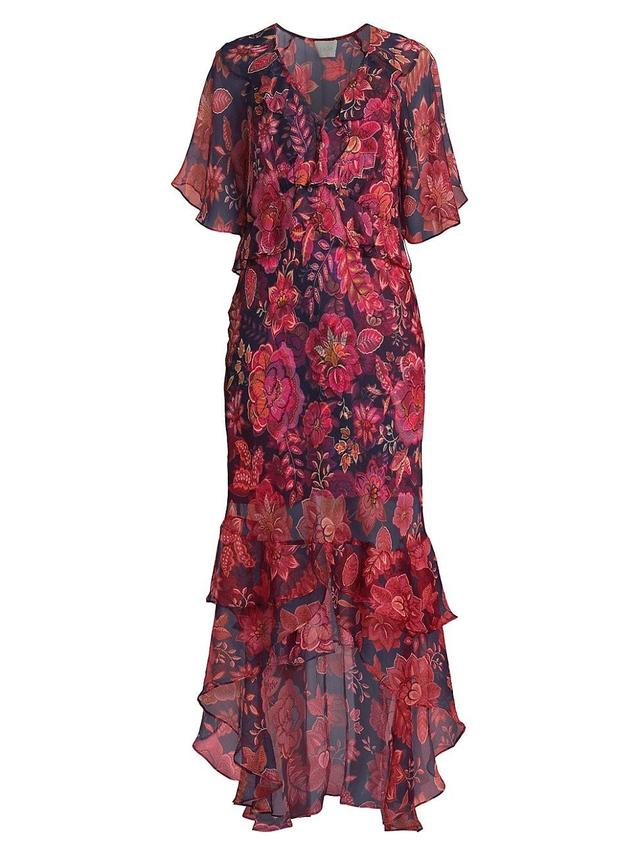 Womens Luxee Floral Silk Maxi Dress Product Image