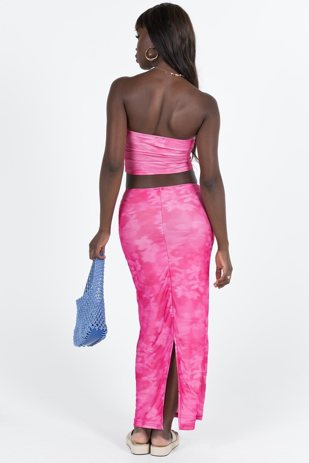 Dunston Mesh Maxi Skirt Pink Product Image