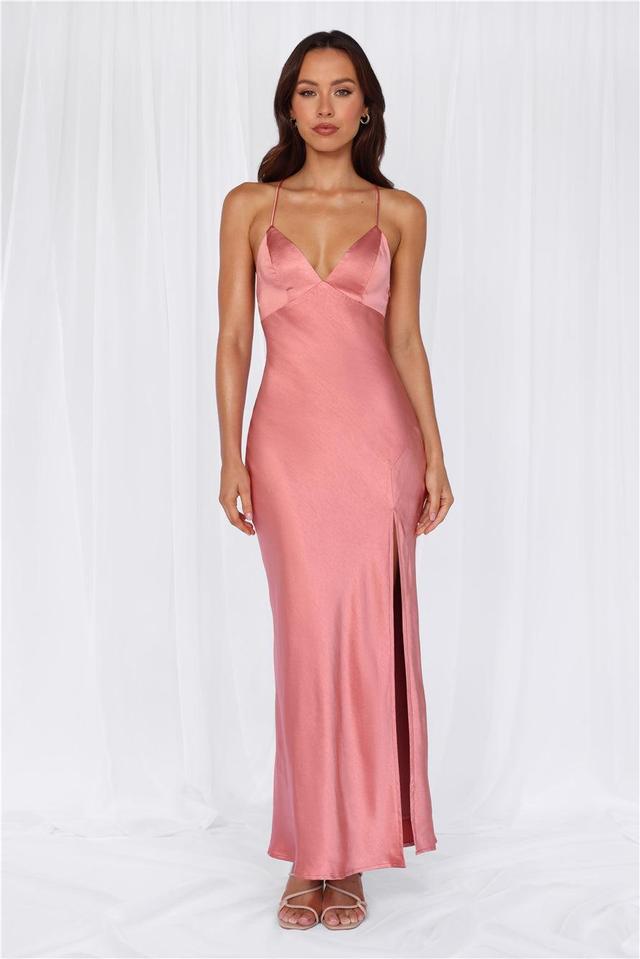 HELLO MOLLY The Sophia Satin Maxi Dress Rose Product Image