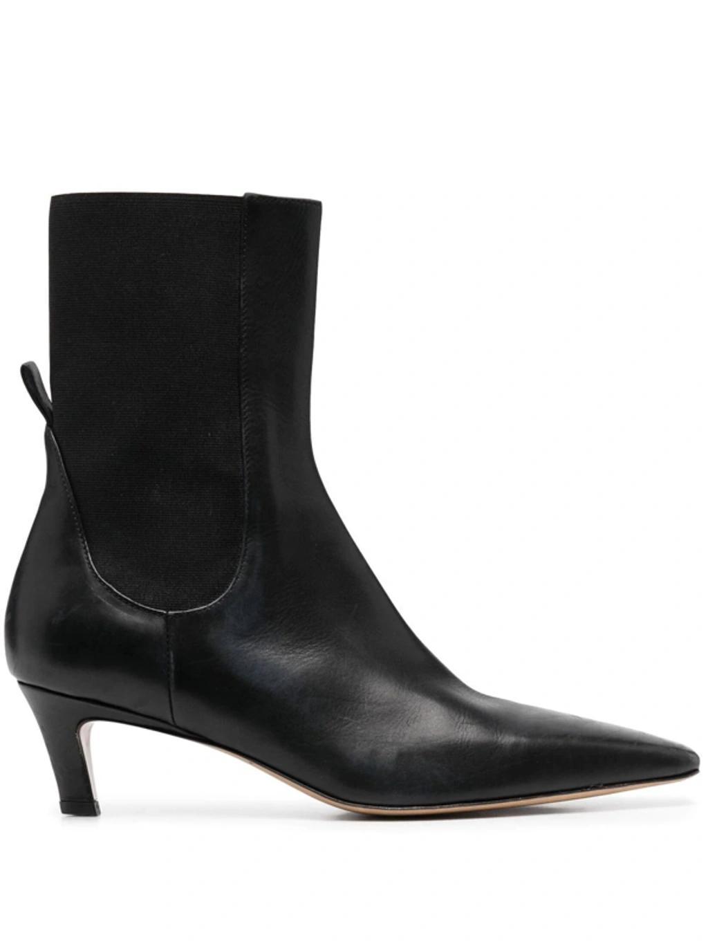 The Mid Heel Black Leather Ankle Boots product image