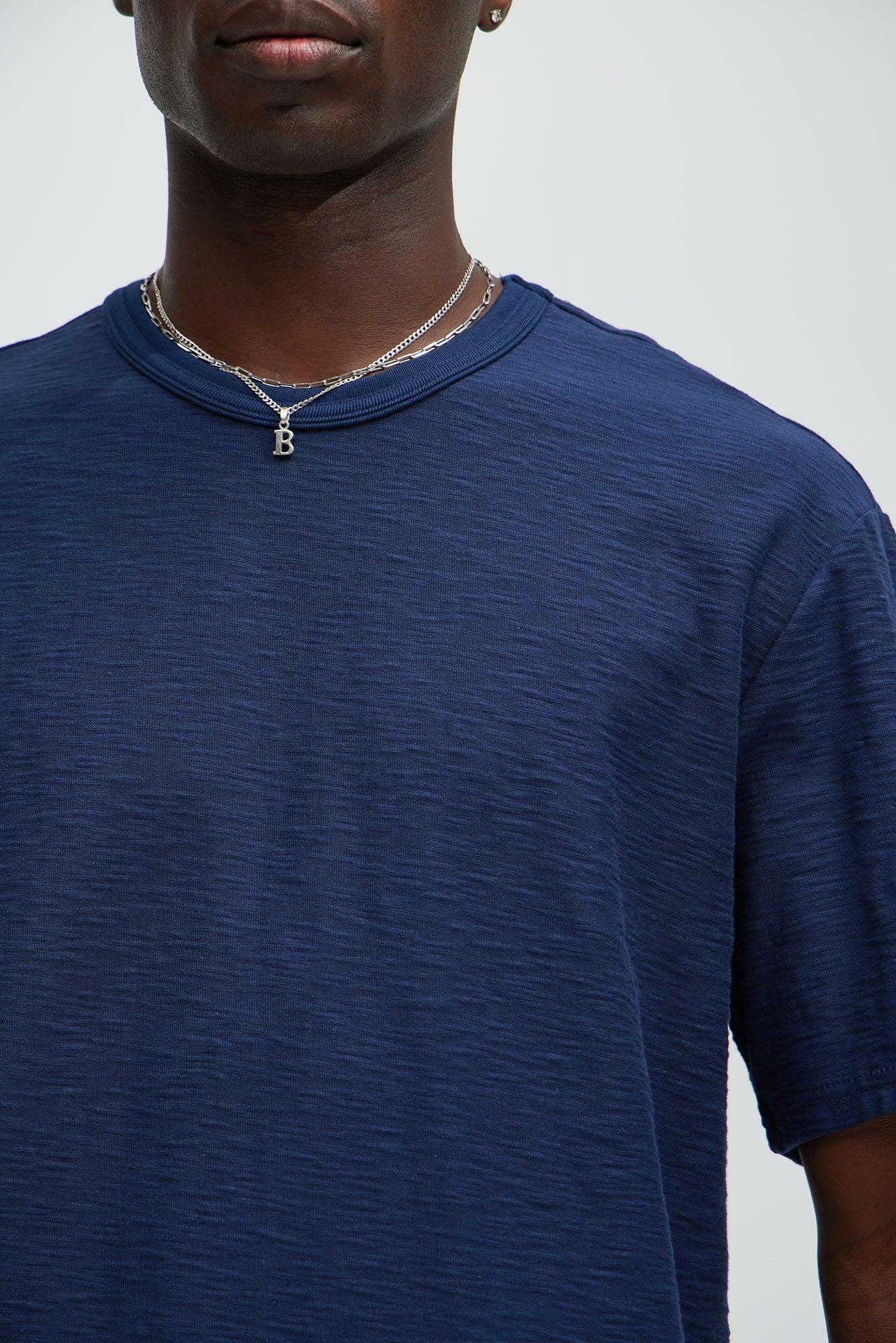 Asher Slub Texture Short Sleeve Tee - Navy Product Image