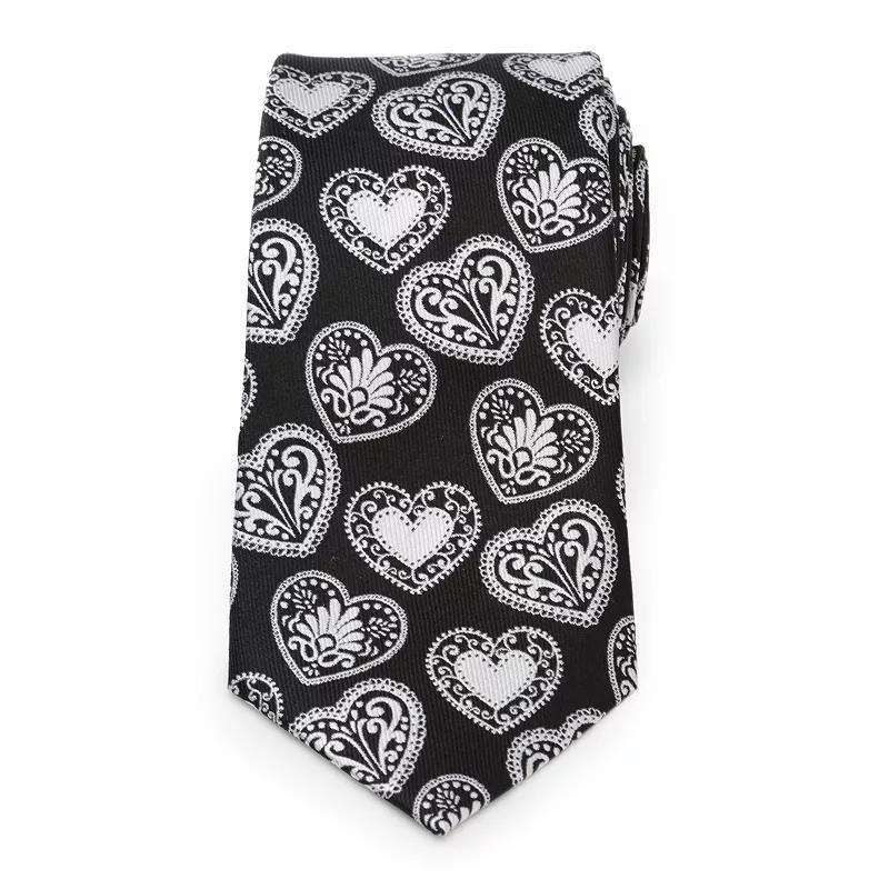 Mens Cuff Links, Inc. and White Paisley Heart Tie Product Image